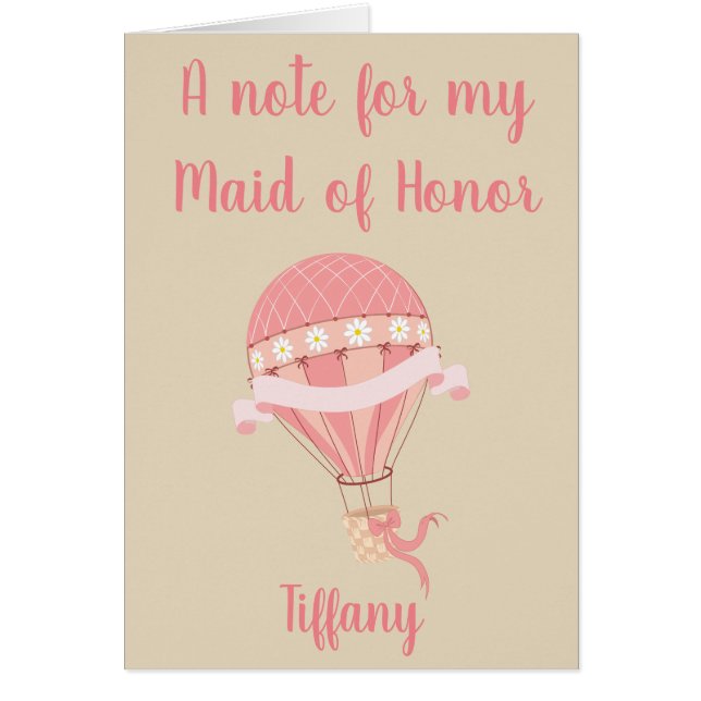Maid of Honour Thank you note hot air balloon (Front)