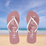 Maid of Honour Trendy Dusty Rose Colour Flip Flops<br><div class="desc">Gift your wedding bridesmaids with these stylish Maid of Honour flip flops that are a trendy,  dusty rose colour along with white,  stylised script to complement your similar wedding colour scheme. Select foot size along with other options. You may customise your flip flops to change colour to your desire.</div>