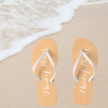 Maid of Honour Trendy Peach Colour Flip Flops<br><div class="desc">Gift your wedding bridesmaids with these stylish Maid of Honour flip flops that are a trendy peach colour along with white, stylised script to complement your similar wedding colour scheme. Select foot size along with other options. You may customise your flip flops to change colour or text font style to...</div>