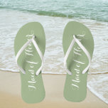 Maid of Honour Trendy Sage Green Colour Flip Flops<br><div class="desc">Gift your wedding bridesmaids with these stylish Maid of Honour flip flops that are a trendy,  sage green colour along with white,  stylised script to complement your similar wedding colour scheme. Select foot size along with other options. You may customise your flip flops to change colour to your desire.</div>