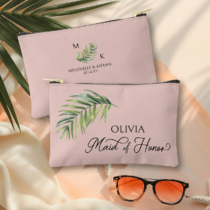 Maid of Honour Tropical Palm Leaf Any Colour Accessory Pouch