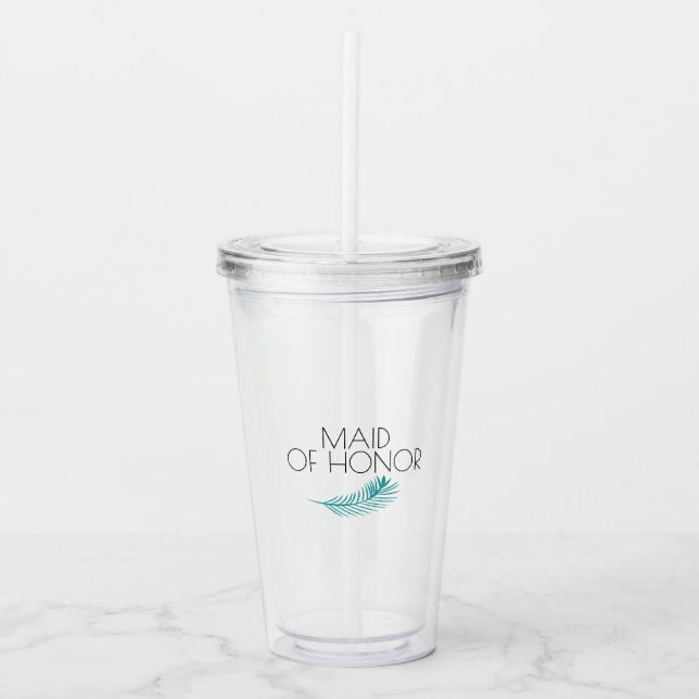 Maid of Honour Tropical Palm Leaves Bachlorette Acrylic Tumbler (Front)
