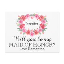 Maid of Honour watercolor floral wreath