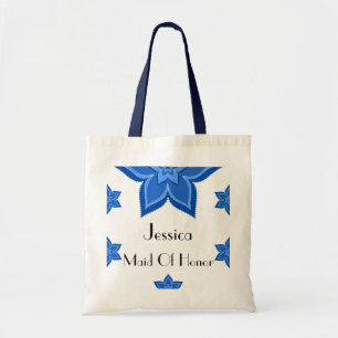 Maid Of Honour Wedding Blue Flower Tote Bag