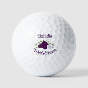 Maid of Honour Wedding Favour Purple Boho Roses Golf Balls