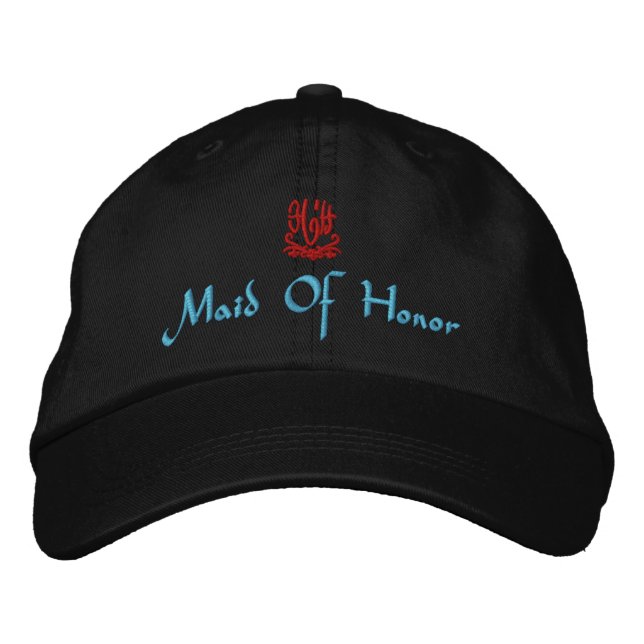 Maid Of Honour Wedding I Black Embroidered Hat (Front)
