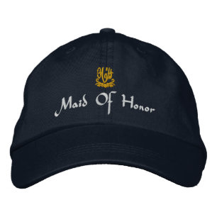 Maid Of Honour Wedding Navy Embroidered Hat
