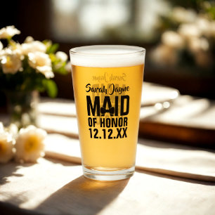 Maid of Honour Wedding Party Chief Bridesmaid Glas Glass