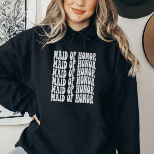 Maid of Honour White Custom Matching Bridal Party Hoodie