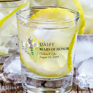 Maid of Honour Wildflower Meadow Wedding Custom Shot Glass
