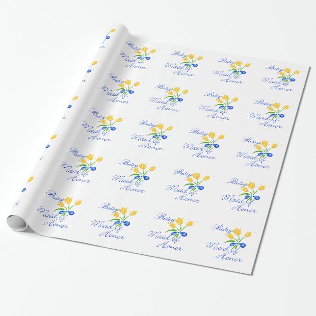 Maid of Honour with Yellow Tulips Wrapping Paper (Unrolled)