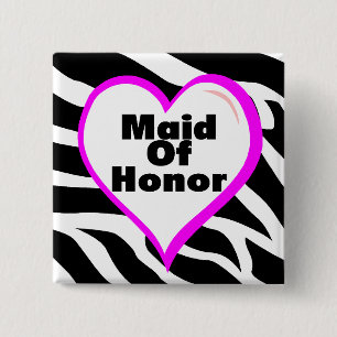 Maid Of Honour Zebra Stripes 15 Cm Square Badge
