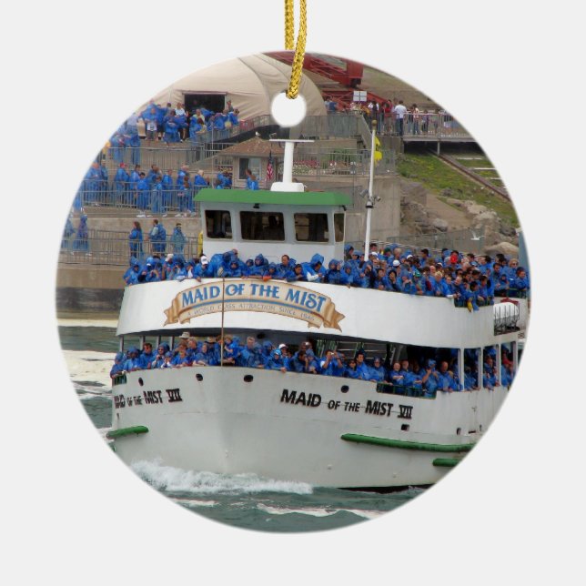 Maid of the Mist Boat: Niagara Falls Ceramic Tree Decoration (Front)