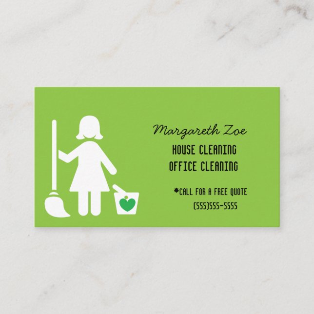 Maid Print House and Office Cleaning Fun Business Card (Front)