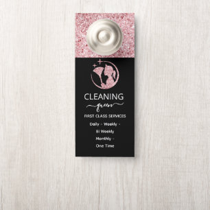 Maid Rose Pink Cleaning Service Door Hanger