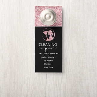  Maid Rose Pink Cleaning Service Door Hanger