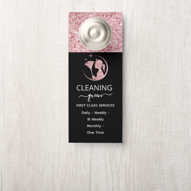  Maid Rose Pink Cleaning Service Door Hanger (On Knob)