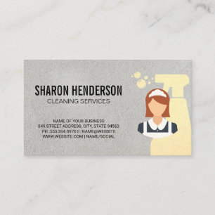 Maid Service   Cleaning Spray and Maid Business Card