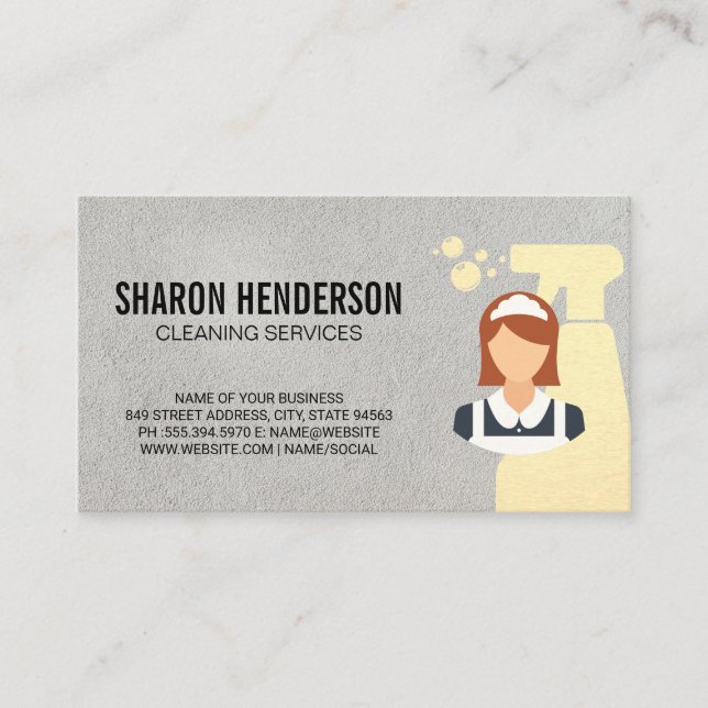 Maid Service | Cleaning Spray and Maid Business Card (Front)