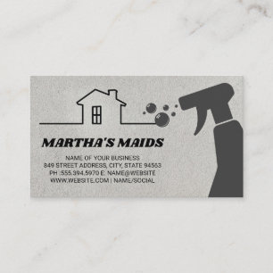 Maid Service Cleaning Spray House Business Card