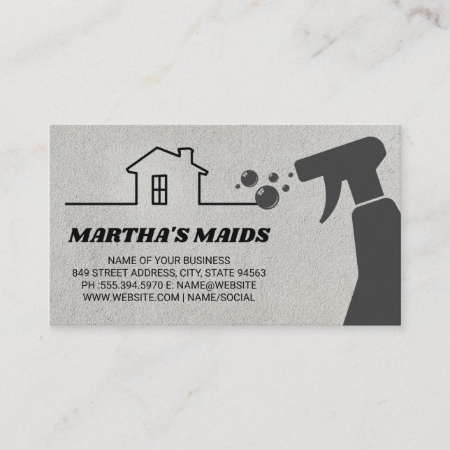 Maid Service | Cleaning Spray | House Business Card (Front)