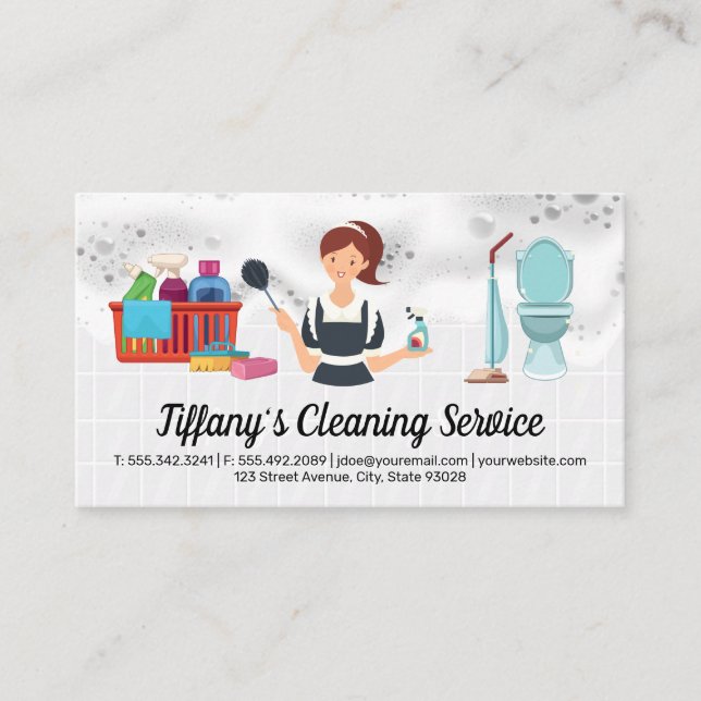 Maid Service | Cleaning Supplies | Soap Business Card (Front)