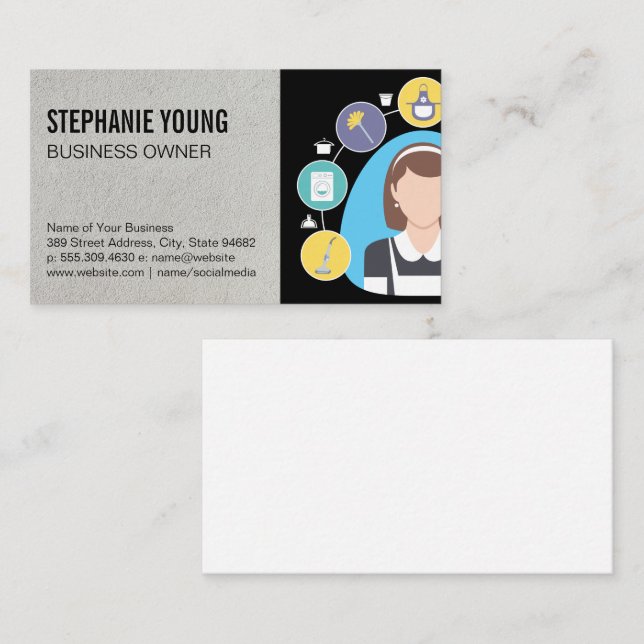 Maid Service | Cleaning Tools Business Card (Front/Back)