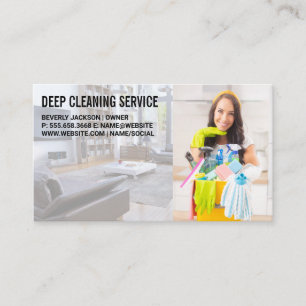 Maid Service   Cleaning Woman Smiling Business Card