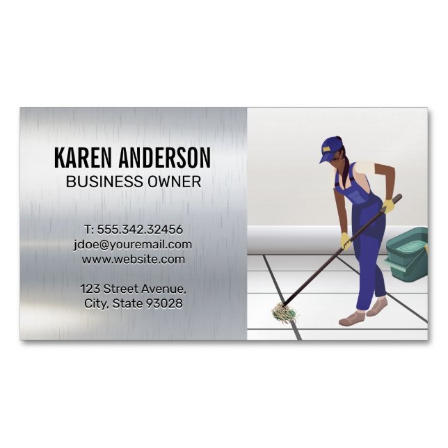 Maid Service | House Cleaning Magnetic Business Card (Front)