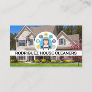 Maid Service Logo House Front Yard Business Card
