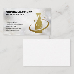 Maid Service   Mop and Broom   Spray Bottle Business Card