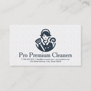 Maid with Broom   Cleaner Business Card