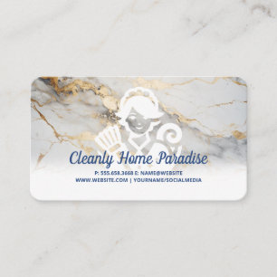 Maid with Broom House Keeping Business Card