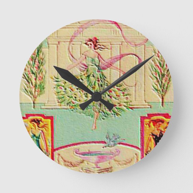 Maiden Goddess Athena Round Clock (Front)