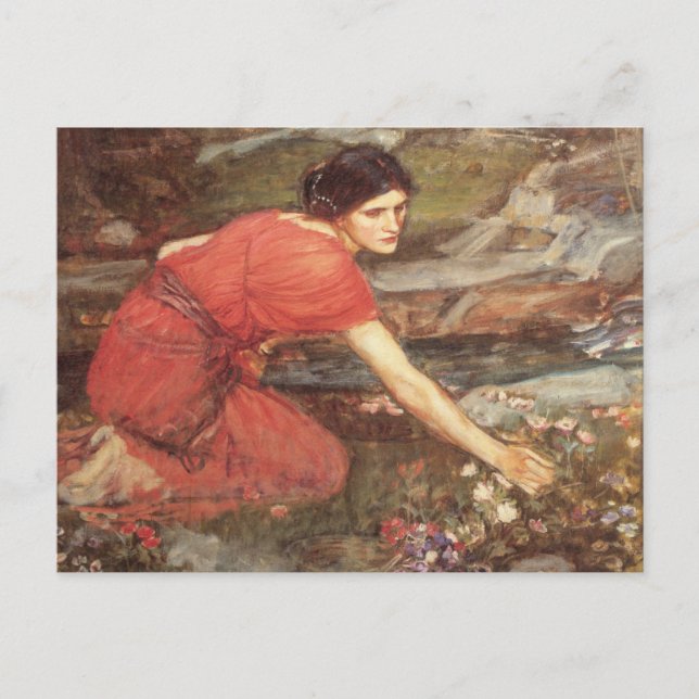 Maiden Picks Flowers by a Stream Postcard (Front)