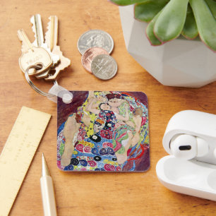 Maiden (Virgin), Gustav Klimt, Vintage Art Nouveau Key Ring