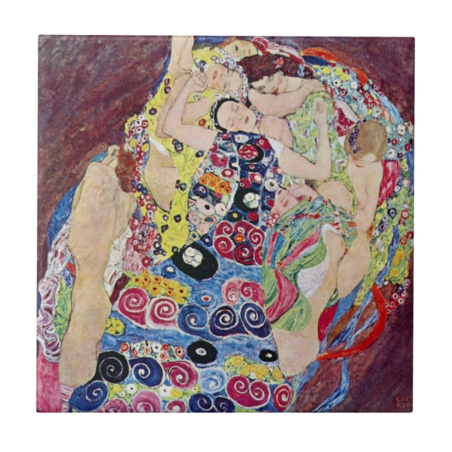 Maiden (Virgin), Gustav Klimt, Vintage Art Nouveau Tile (Front)
