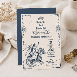 Maiden's Last Knight Out Mediaeval Bachelorette Invitation