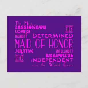 Maids of Honour Wedding Party Favours : Qualities Postcard