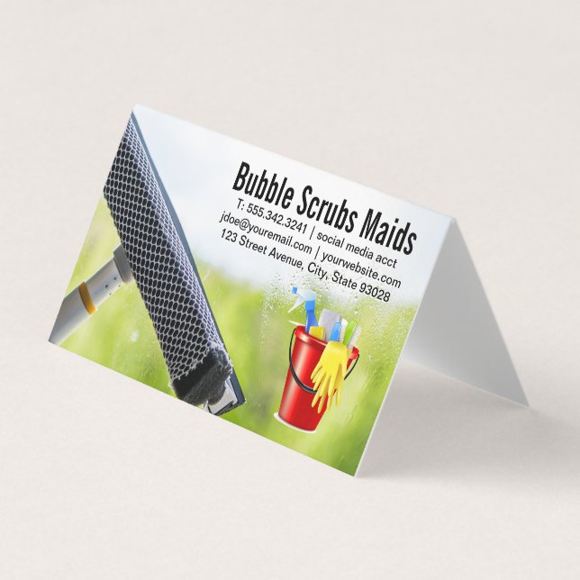 Maids | Squeegee Cleaning Window Business Card (Front)
