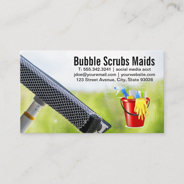 Maids | Squeegee Cleaning Window Business Card (Front)
