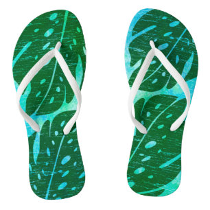 Maikai Hawaiian Monstera Leaf Tie-Dye Blend Flip Flops