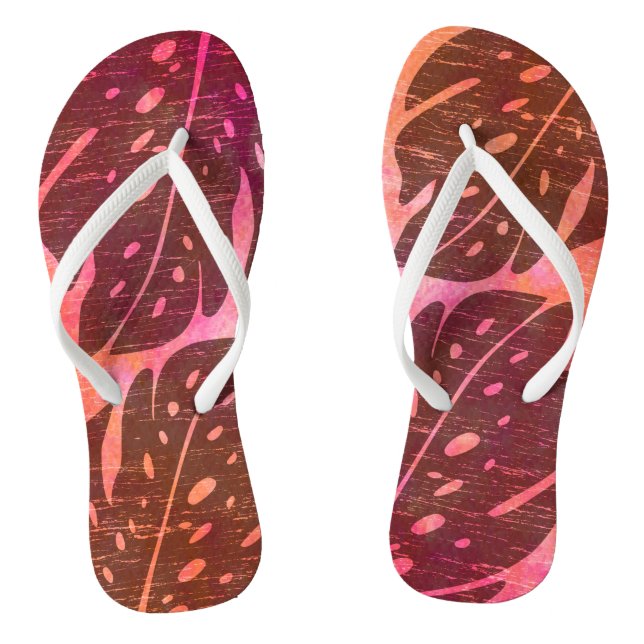Maikai Hawaiian Monstera Leaf Tie-Dye Blend Flip Flops (Footbed)