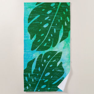 Maikai Hawaiian Monstera Leaf Tie-Dye Blend Green Beach Towel