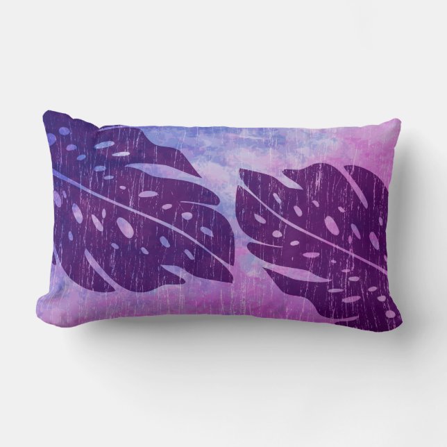 Maikai Hawaiian Monstera Leaf Tie-Dye Blend Lumbar Cushion (Front)