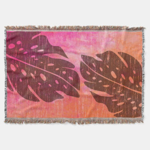 Maikai Hawaiian Monstera Leaf Tie-Dye Blend Throw Blanket