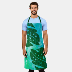 Maikai Hawaiian Monstera Leaf Tie-Dye Green Apron
