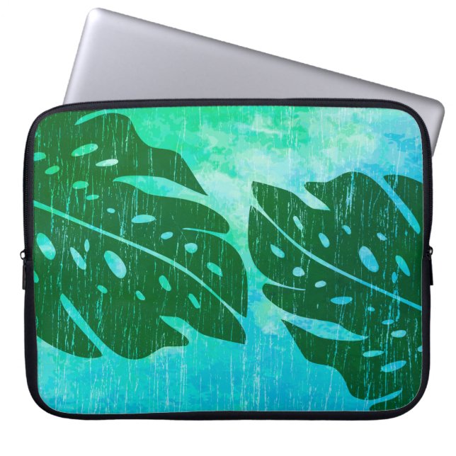 Maikai Hawaiian Monstera Leaf Tie-Dye Wetsuit Laptop Sleeve (Front)
