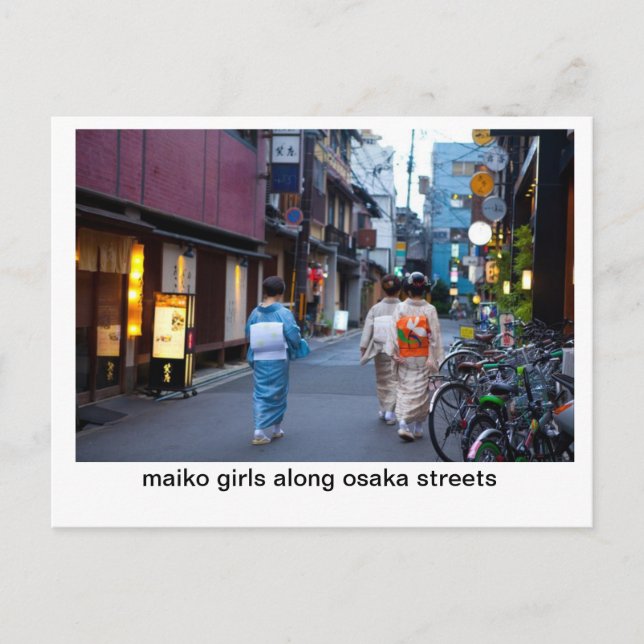 Maiko Girls along osaka streets Postcard (Front)