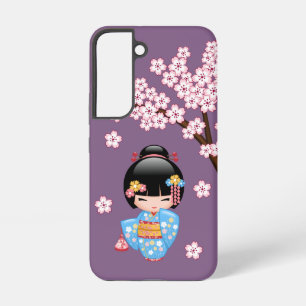 Maiko Kokeshi Doll - Blue Kimono Geisha Girl Samsung Galaxy Case